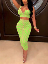Zipper Up Square Neck Crop Top & Pencil Midi Skirts Set